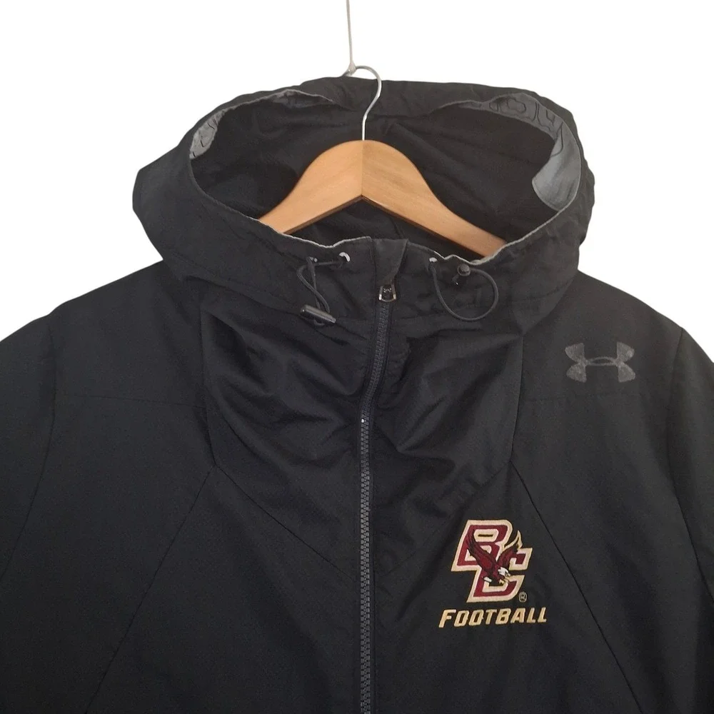 Under Armour Boston College Eagles Jacket Mens Large Black Hooded Windbreaker
